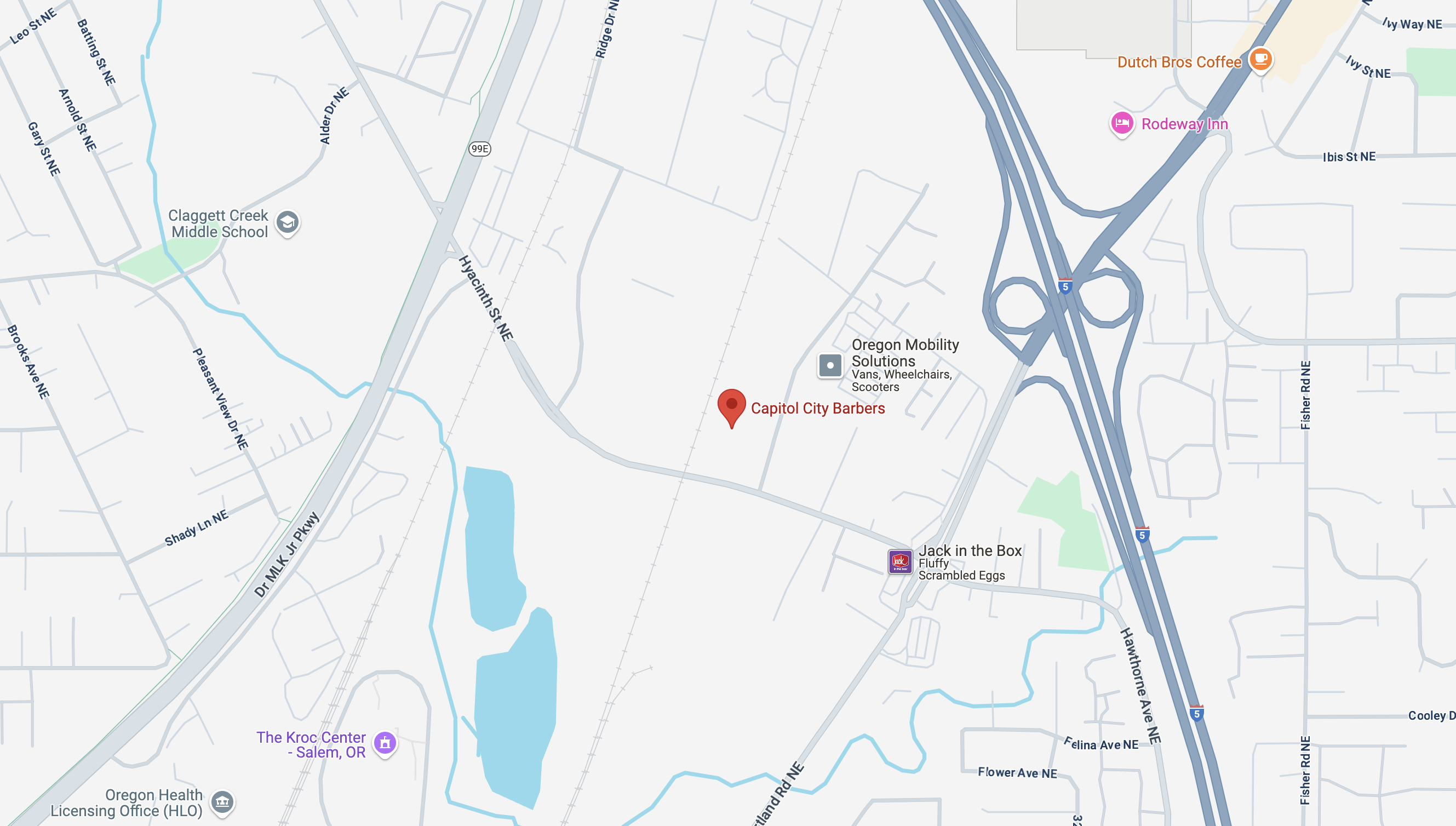 Map image of Capitol City Barbers located at 2195 Hyacinth St NE #150, Salem, OR 97301